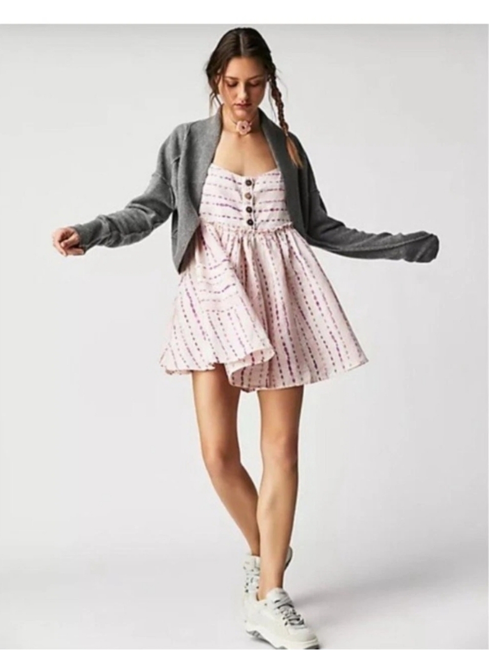 Free People Ocean Ave Romper Pink And Purple Size Small